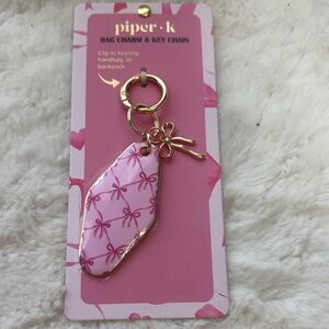 Piper K pink bow bag charm and key chain